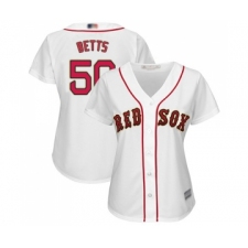 Women's Boston Red Sox #50 Mookie Betts Authentic White 2019 Gold Program Cool Base Baseball Jersey
