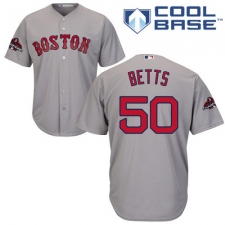 Youth Majestic Boston Red Sox #50 Mookie Betts Authentic Grey Road Cool Base 2018 World Series Champions MLB Jersey