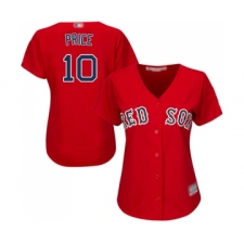 Women's Boston Red Sox #10 David Price Replica Red Alternate Home Baseball Jersey