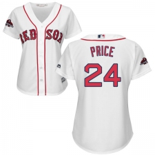 Women's Majestic Boston Red Sox #24 David Price Authentic White Home 2018 World Series Champions MLB Jersey