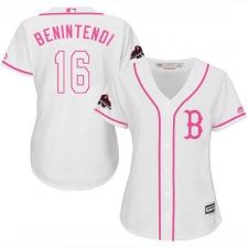 Women's Majestic Boston Red Sox #16 Andrew Benintendi Authentic White Fashion 2018 World Series Champions MLB Jersey