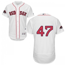 Men's Majestic Boston Red Sox #47 Tyler Thornburg White Home Flex Base Authentic Collection 2018 World Series Champions MLB Jersey