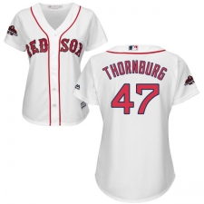 Women's Majestic Boston Red Sox #47 Tyler Thornburg Authentic White Home 2018 World Series Champions MLB Jersey