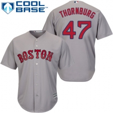 Youth Majestic Boston Red Sox #47 Tyler Thornburg Authentic Grey Road Cool Base 2018 World Series Champions MLB Jersey