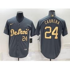 Men's Detroit Tigers #24 Miguel Cabrera Number Grey 2022 All Star Stitched Cool Base Nike Jersey
