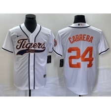 Men's Detroit Tigers #24 Miguel Cabrera White Cool Base Stitched Baseball Jersey