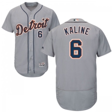 Men's Majestic Detroit Tigers #6 Al Kaline Grey Road Flex Base Authentic Collection MLB Jersey