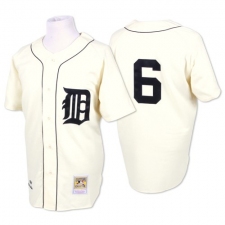Men's Mitchell and Ness Detroit Tigers #6 Al Kaline Authentic White Throwback MLB Jersey