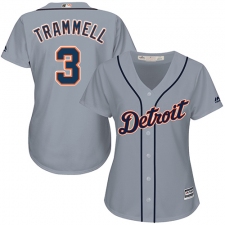 Women's Majestic Detroit Tigers #3 Alan Trammell Replica Grey Road Cool Base MLB Jersey
