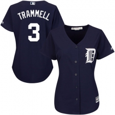 Women's Majestic Detroit Tigers #3 Alan Trammell Replica Navy Blue Alternate Cool Base MLB Jersey