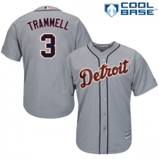Youth Majestic Detroit Tigers #3 Alan Trammell Authentic Grey Road Cool Base MLB Jersey