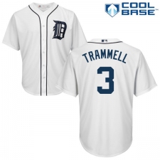 Youth Majestic Detroit Tigers #3 Alan Trammell Replica White Home Cool Base MLB Jersey