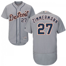 Men's Majestic Detroit Tigers #27 Jordan Zimmermann Grey Road Flex Base Authentic Collection MLB Jersey