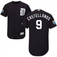 Men's Majestic Detroit Tigers #9 Nick Castellanos Navy Blue Alternate Flex Base Authentic Collection MLB Jersey