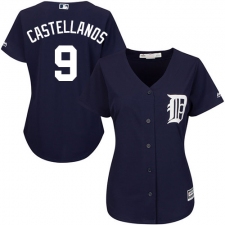 Women's Majestic Detroit Tigers #9 Nick Castellanos Authentic Navy Blue Alternate Cool Base MLB Jersey
