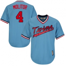Men's Majestic Minnesota Twins #4 Paul Molitor Replica Light Blue Cooperstown MLB Jersey