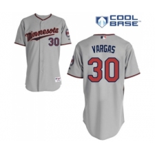 Men's Minnesota Twins #30 Kennys Vargas Replica Grey Road Cool Base Baseball Jersey