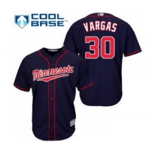 Men's Minnesota Twins #30 Kennys Vargas Replica Navy Blue Alternate Road Cool Base Baseball Jersey