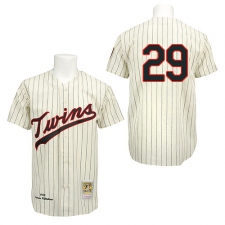 Men's Mitchell and Ness 1969 Minnesota Twins #29 Rod Carew Authentic Cream Throwback MLB Jersey