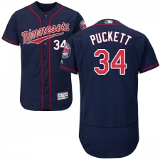 Men's Majestic Minnesota Twins #34 Kirby Puckett Authentic Navy Blue Alternate Flex Base Authentic Collection MLB Jersey