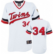 Men's Majestic Minnesota Twins #34 Kirby Puckett Replica White Cooperstown Throwback MLB Jersey