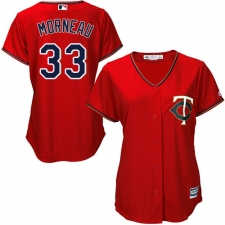 Women's Majestic Minnesota Twins #33 Justin Morneau Authentic Scarlet Alternate Cool Base MLB Jersey