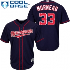 Youth Majestic Minnesota Twins #33 Justin Morneau Authentic Navy Blue Alternate Road Cool Base MLB Jersey