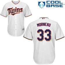 Youth Majestic Minnesota Twins #33 Justin Morneau Replica White Home Cool Base MLB Jersey