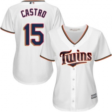 Women's Majestic Minnesota Twins #15 Jason Castro Authentic White Home Cool Base MLB Jersey