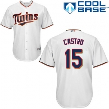 Youth Majestic Minnesota Twins #15 Jason Castro Authentic White Home Cool Base MLB Jersey
