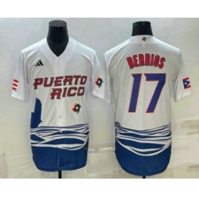 Men's Puerto Rico Baseball #17 Jose Berrios 2023 White World Baseball Classic Stitched Jersey
