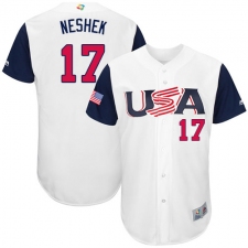 Youth USA Baseball Majestic #17 Pat Neshek White 2017 World Baseball Classic Authentic Team Jersey