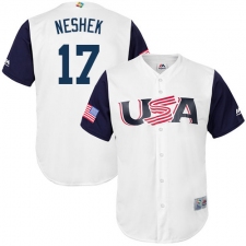 Youth USA Baseball Majestic #17 Pat Neshek White 2017 World Baseball Classic Replica Team Jersey