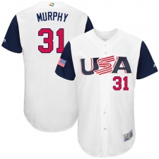 Men's USA Baseball Majestic #31 Daniel Murphy White 2017 World Baseball Classic Authentic Team Jersey