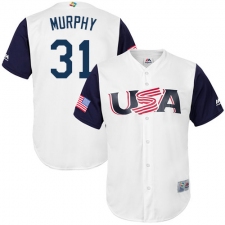 Men's USA Baseball Majestic #31 Daniel Murphy White 2017 World Baseball Classic Replica Team Jersey