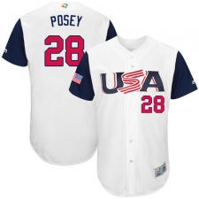 Men's USA Baseball Majestic #28 Buster Posey White 2017 World Baseball Classic Authentic Team Jersey