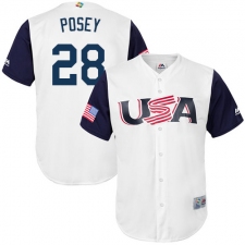 Men's USA Baseball Majestic #28 Buster Posey White 2017 World Baseball Classic Replica Team Jersey