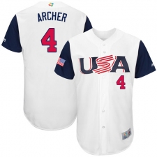 Men's USA Baseball Majestic #4 Chris Archer White 2017 World Baseball Classic Authentic Team Jersey