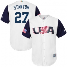 Men's USA Baseball Majestic #27 Giancarlo Stanton White 2017 World Baseball Classic Replica Team Jersey