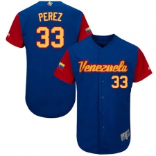 Men's Venezuela Baseball Majestic #33 Martin Perez Royal Blue 2017 World Baseball Classic Authentic Team Jersey