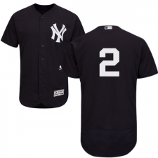 Men's Majestic New York Yankees #2 Derek Jeter Navy Blue Alternate Flex Base Authentic Collection MLB Jersey