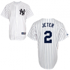 Men's Majestic New York Yankees #2 Derek Jeter Replica White Name On Back MLB Jersey