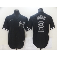 Men's New York Yankees #2 Derek Jeter Authentic Black Nike MLB Jersey