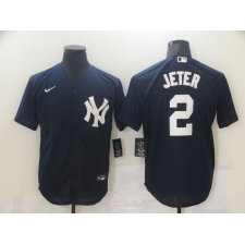 Men's New York Yankees #2 Derek Jeter Authentic Navy Blue Nike MLB Jersey