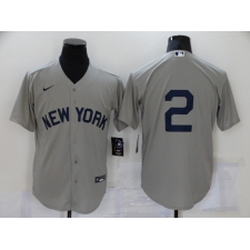 Men's Nike New York Yankees #2 Derek Jeter Authentic Gray Game Jersey