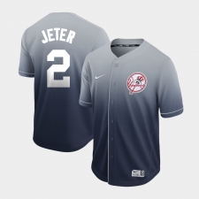 Men's Nike New York Yankees #2 Derek Jeter Nike Grey Fade Jersey