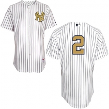 Youth Majestic New York Yankees #2 Derek Jeter Authentic White Fashion Gold MLB Jersey