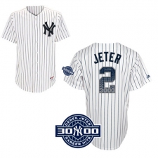 Youth Majestic New York Yankees #2 Derek Jeter Authentic White Special Edition w/3000 Hits Patch MLB Jersey