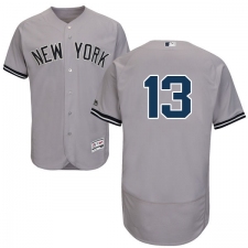 Men's Majestic New York Yankees #13 Alex Rodriguez Grey Road Flex Base Authentic Collection MLB Jersey