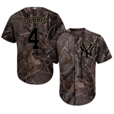 Youth Majestic New York Yankees #4 Lou Gehrig Authentic Camo Realtree Collection Flex Base MLB Jersey